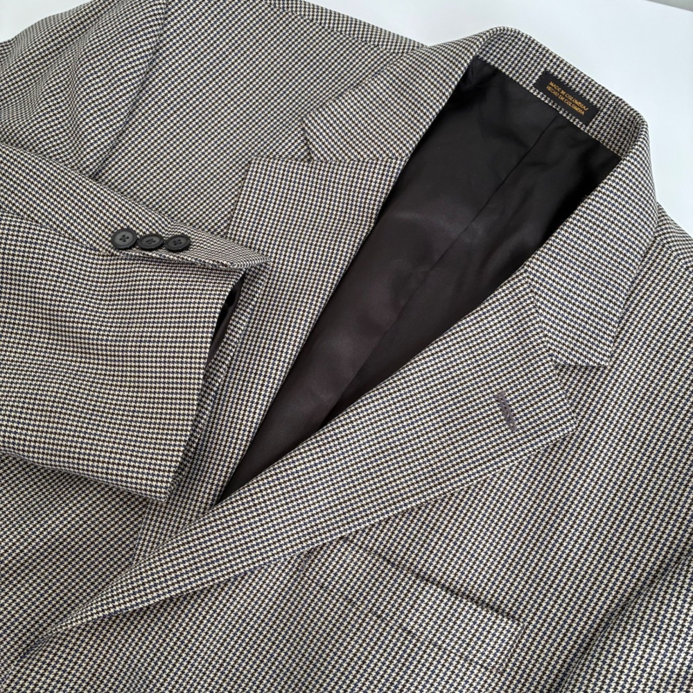 Vintage Stafford Houndstooth Blazer Worsted Wool Blend Dark Academia Sport Coat